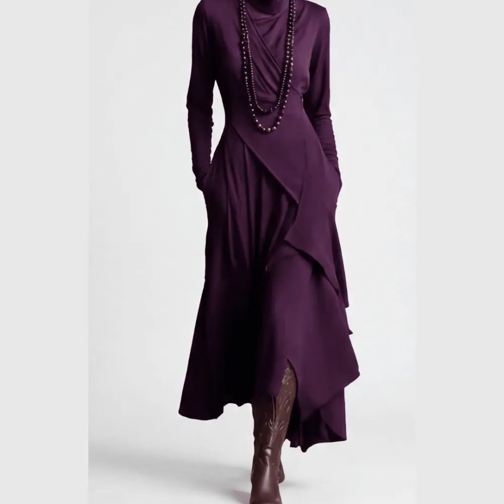 Asymmetrical Draped High Maxi Dress