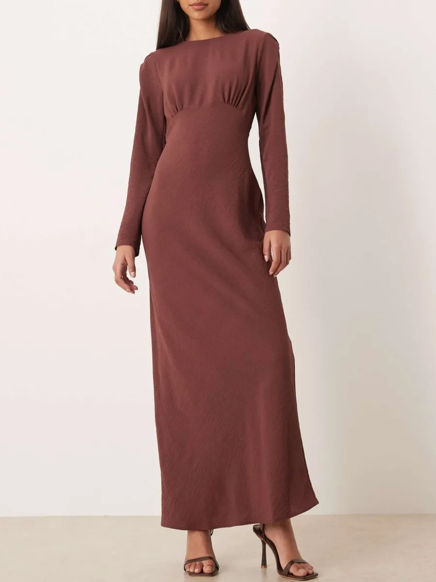 Ruched Waist Long Sleeve Dress