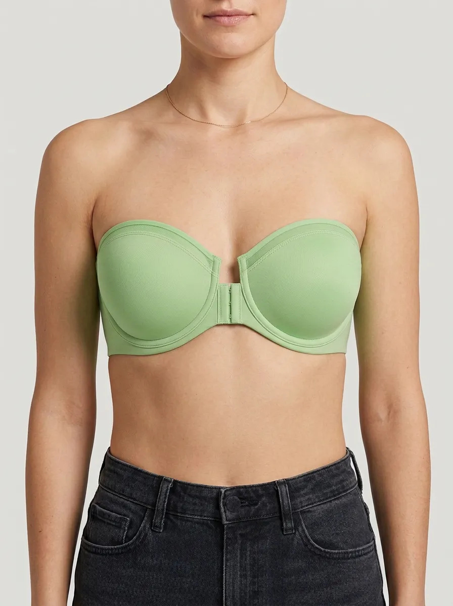 Women's Mesh-Trim Front-Closure Strapless Bra