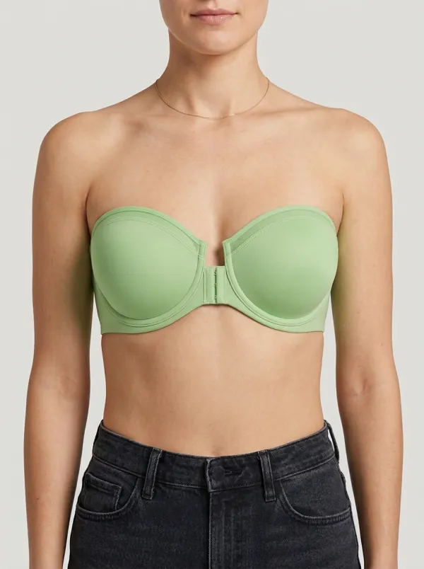 Women's Mesh-Trim Front-Closure Strapless Bra