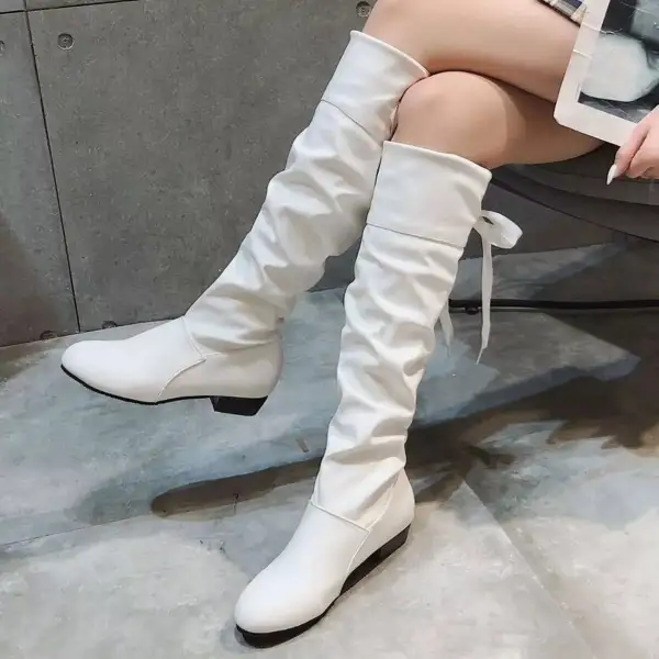 Refined Round Toe Low Heel Boots