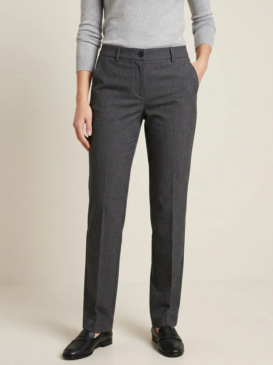 Women's Business Casual Charcoal Grey Tailored Trousers