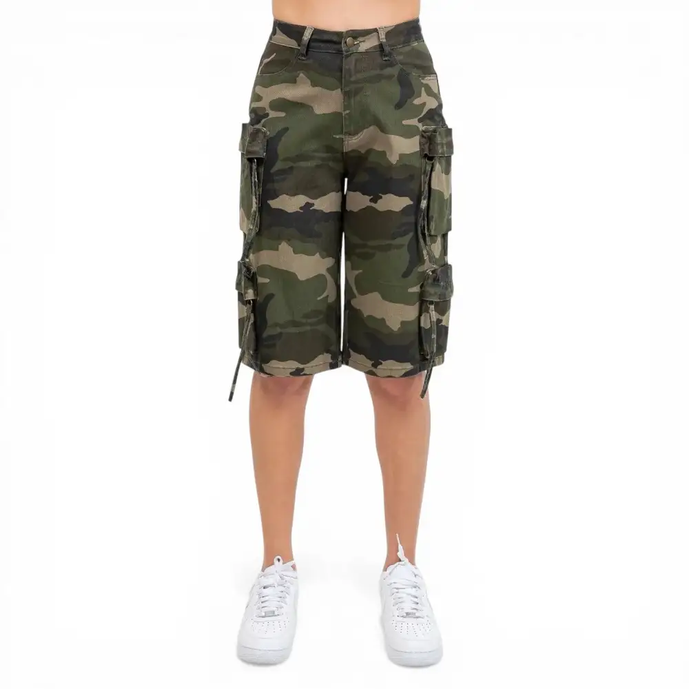 Multi-Pocket Denim Cargo Shorts