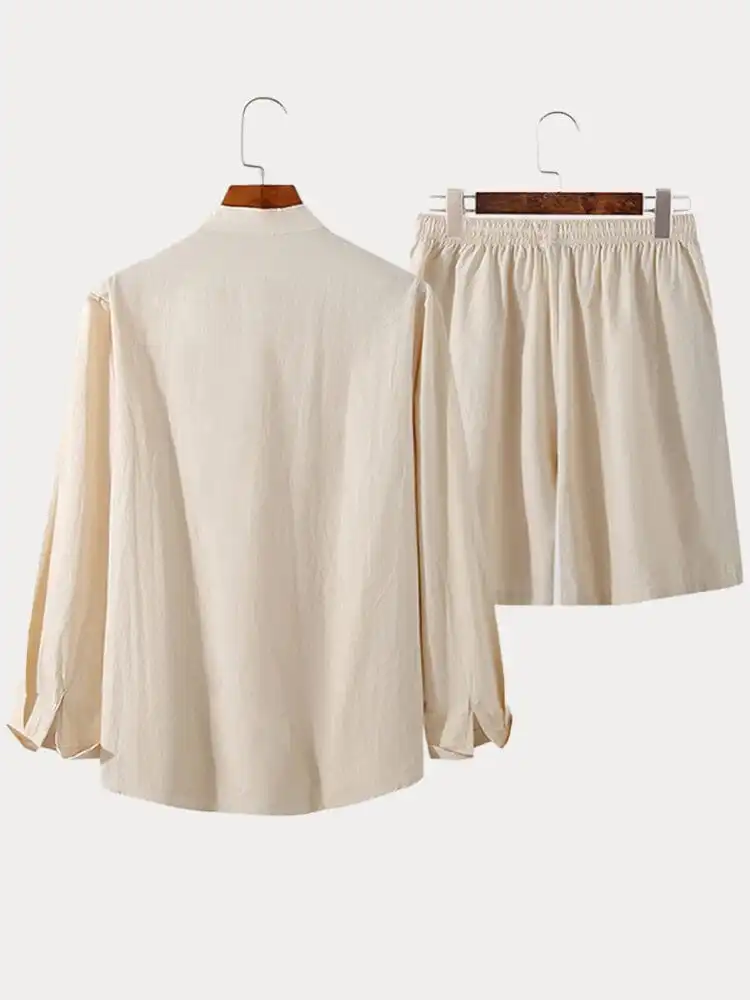 Solid Shirt Shorts Set