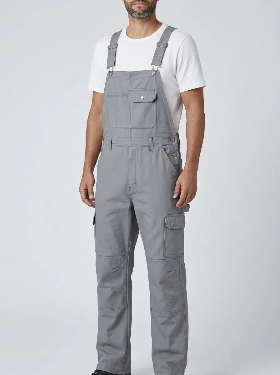 Men's Streamlined Multi-Pocket Bib Work Overalls
