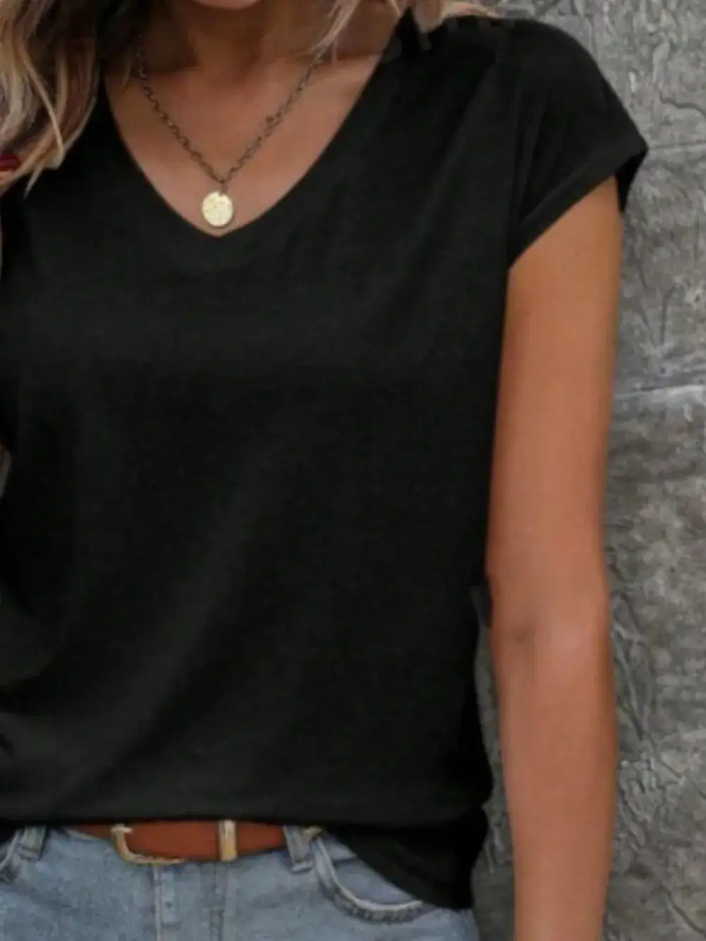 Relaxed V-Neck Short Sleeve T-Shirt
