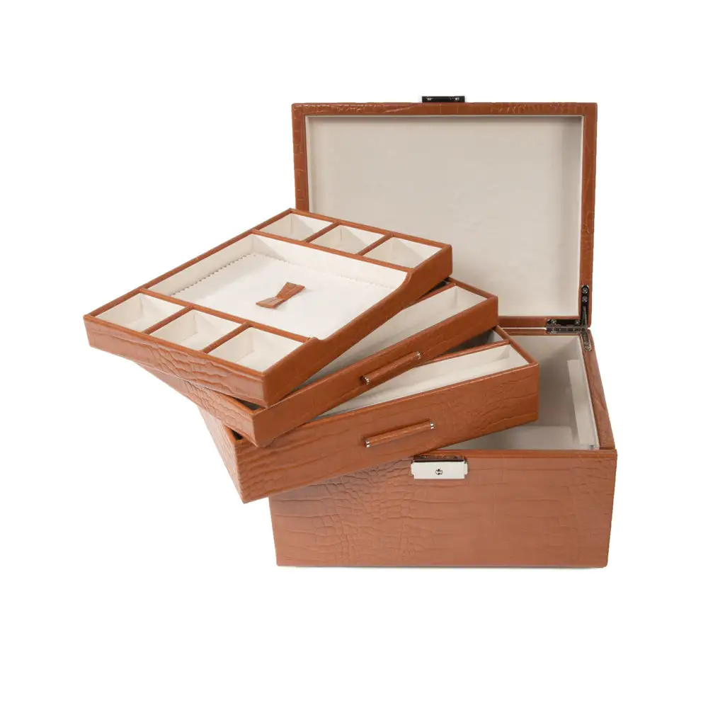 Locking Three Tray Jewelry Box