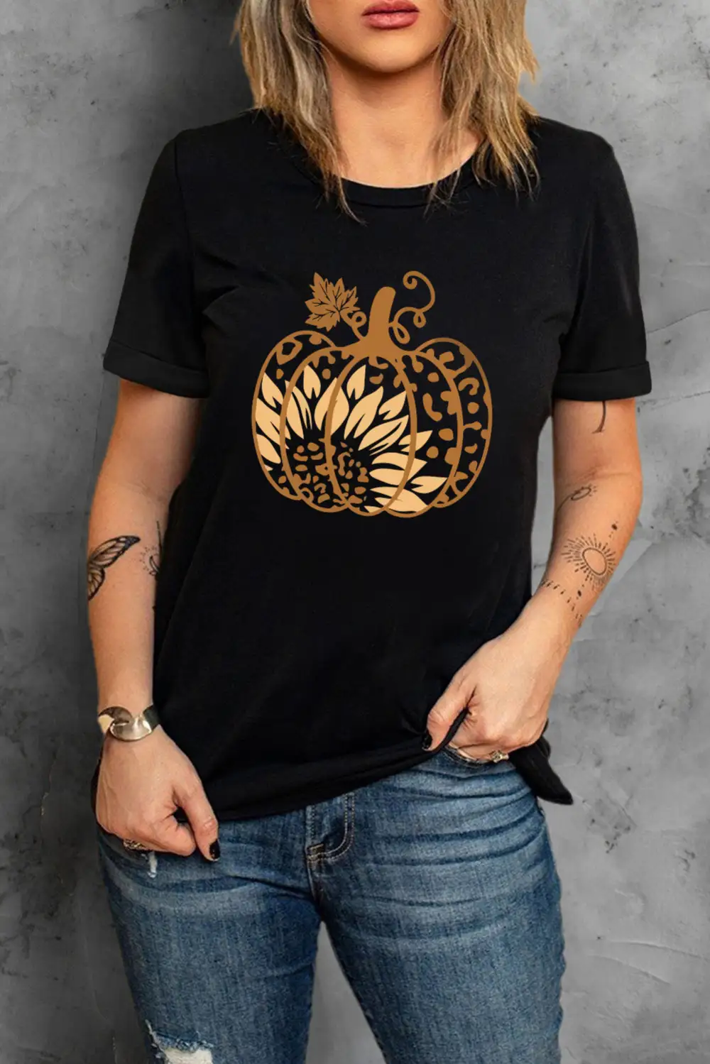 Black Halloween Sunflower Pumpkin Graphic