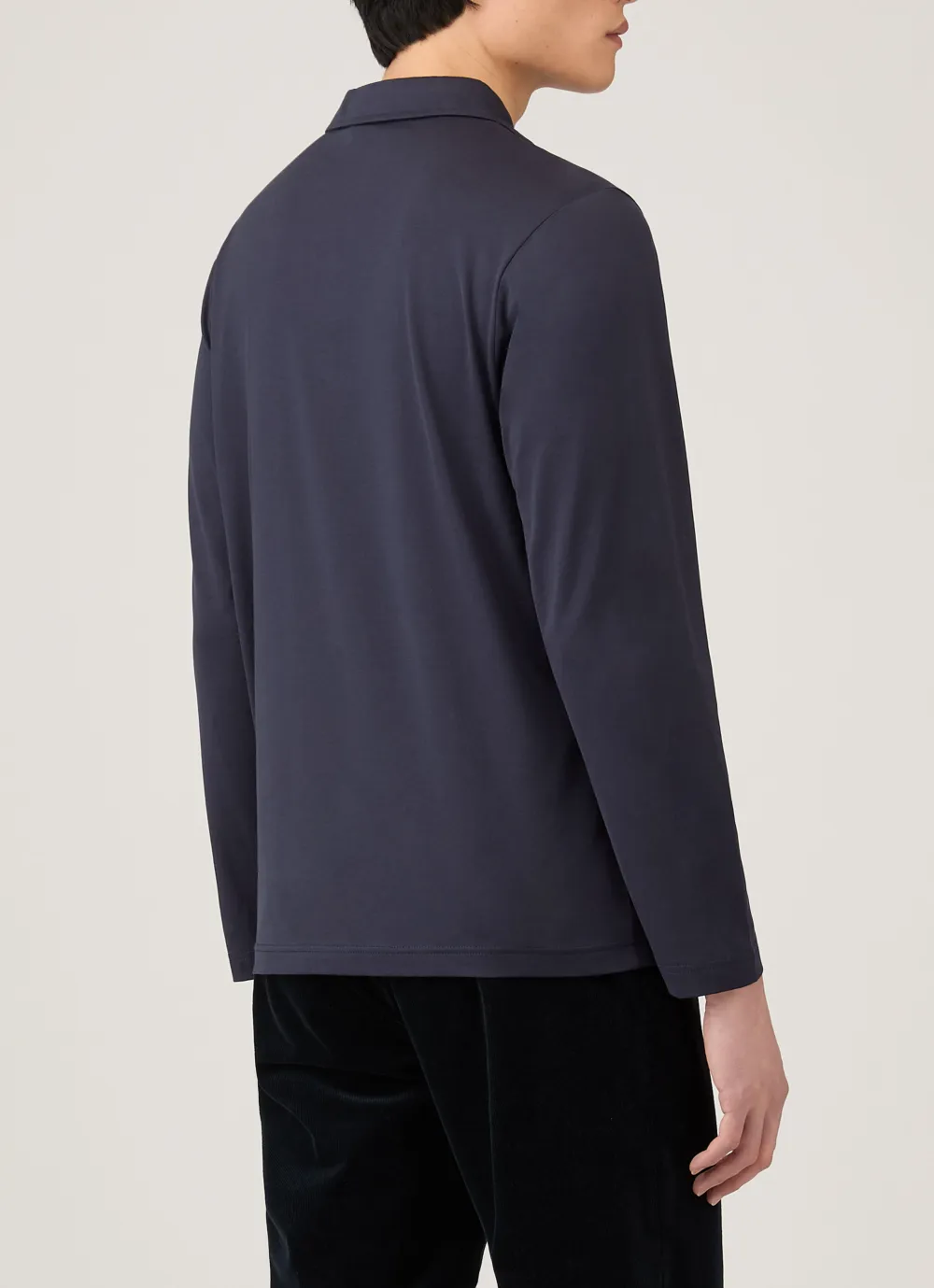 Understated Everyday Regular Fit Cotton Jersey Long Sleeve Polo Shirt