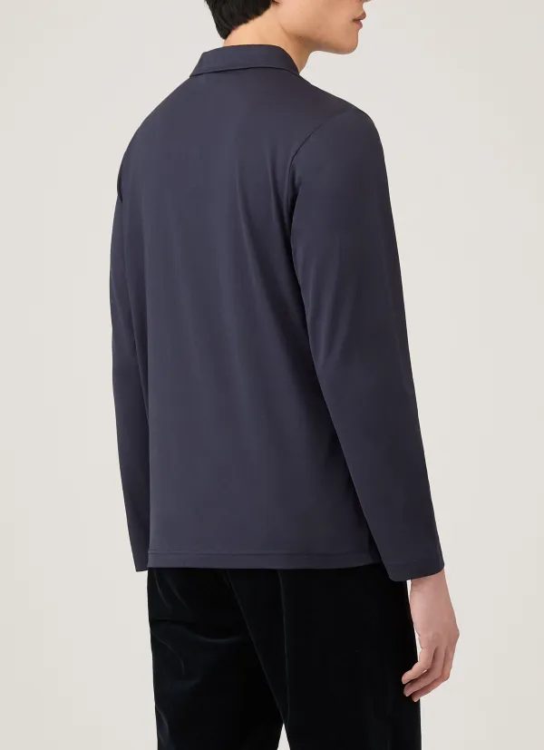 Understated Everyday Regular Fit Cotton Jersey Long Sleeve Polo Shirt