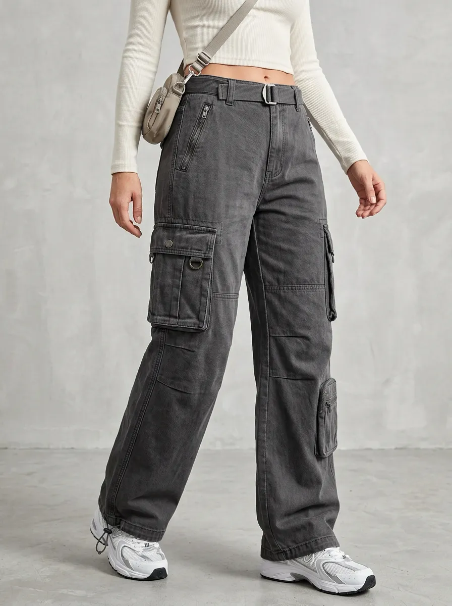 Functional Utility Style Multi Pocket Finish Women's Multi Pocket Cargo Pants