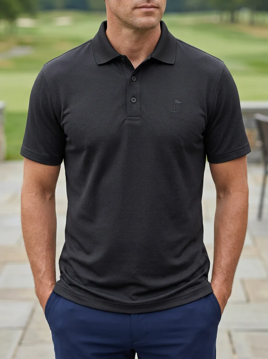 Weekend Flag-Motif Embroidered Golf Polo Shirt