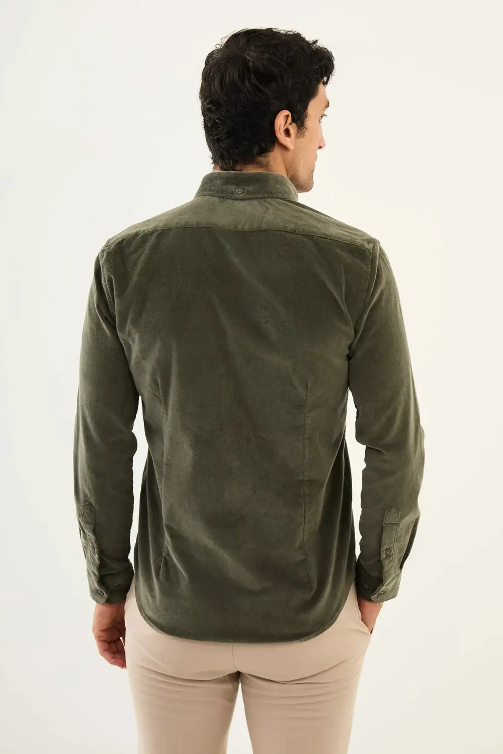 Classic Hidden Button Velvet Cotton Shirt