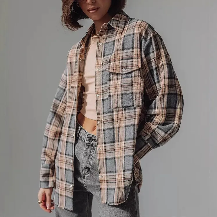 Plaid Casual Outerwear Jacket