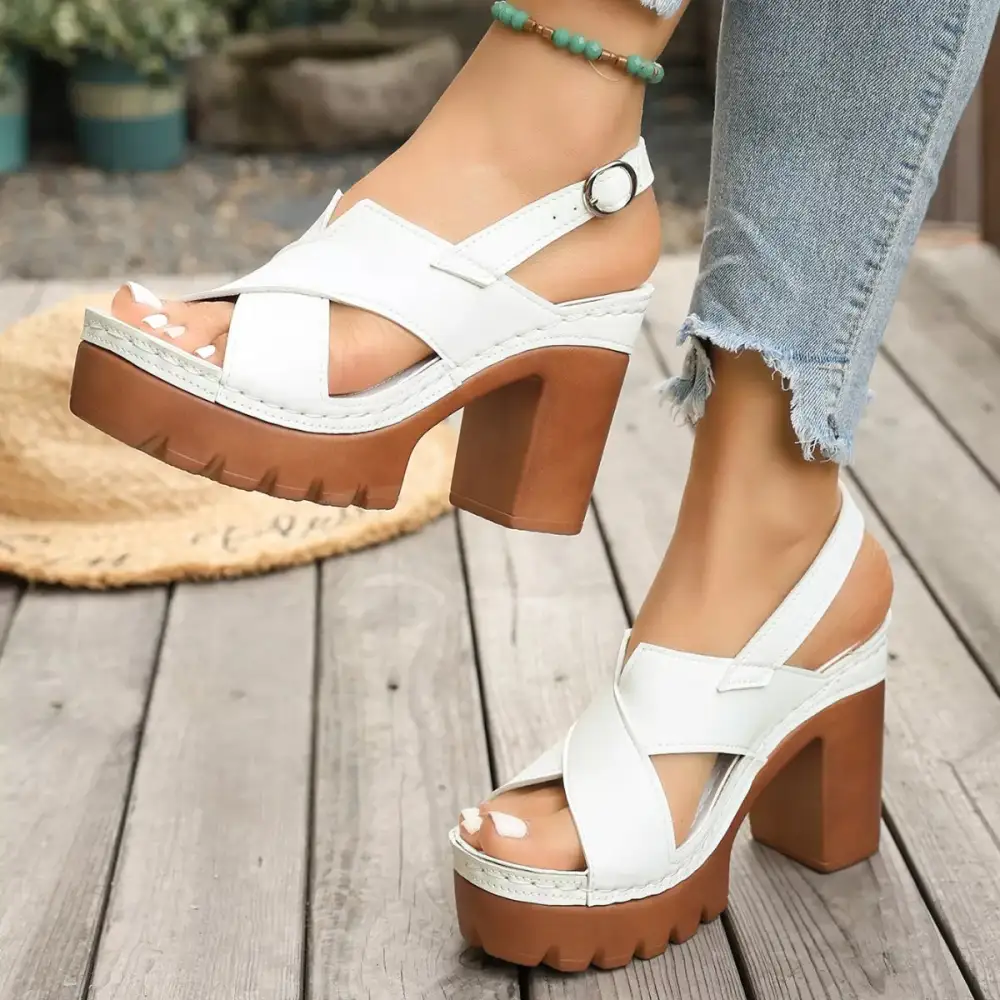 Soft Open Toe Block Heel Sandals
