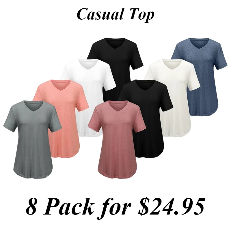 8PACK-Casual V-Neck T-Shirt