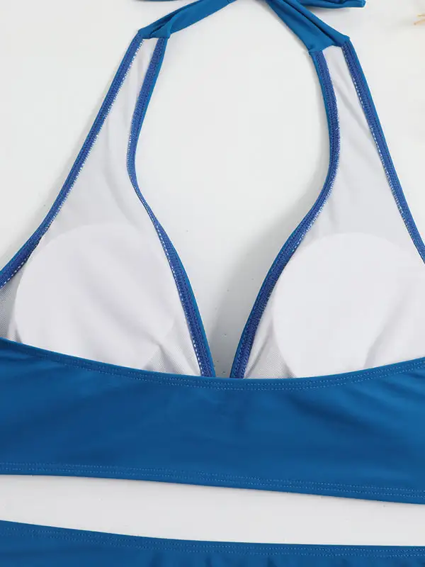 Split High Waist Boxer Ties Bikini Swim Set