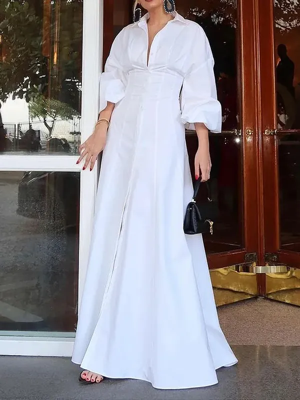 High Buttoned Long Maxi Dress