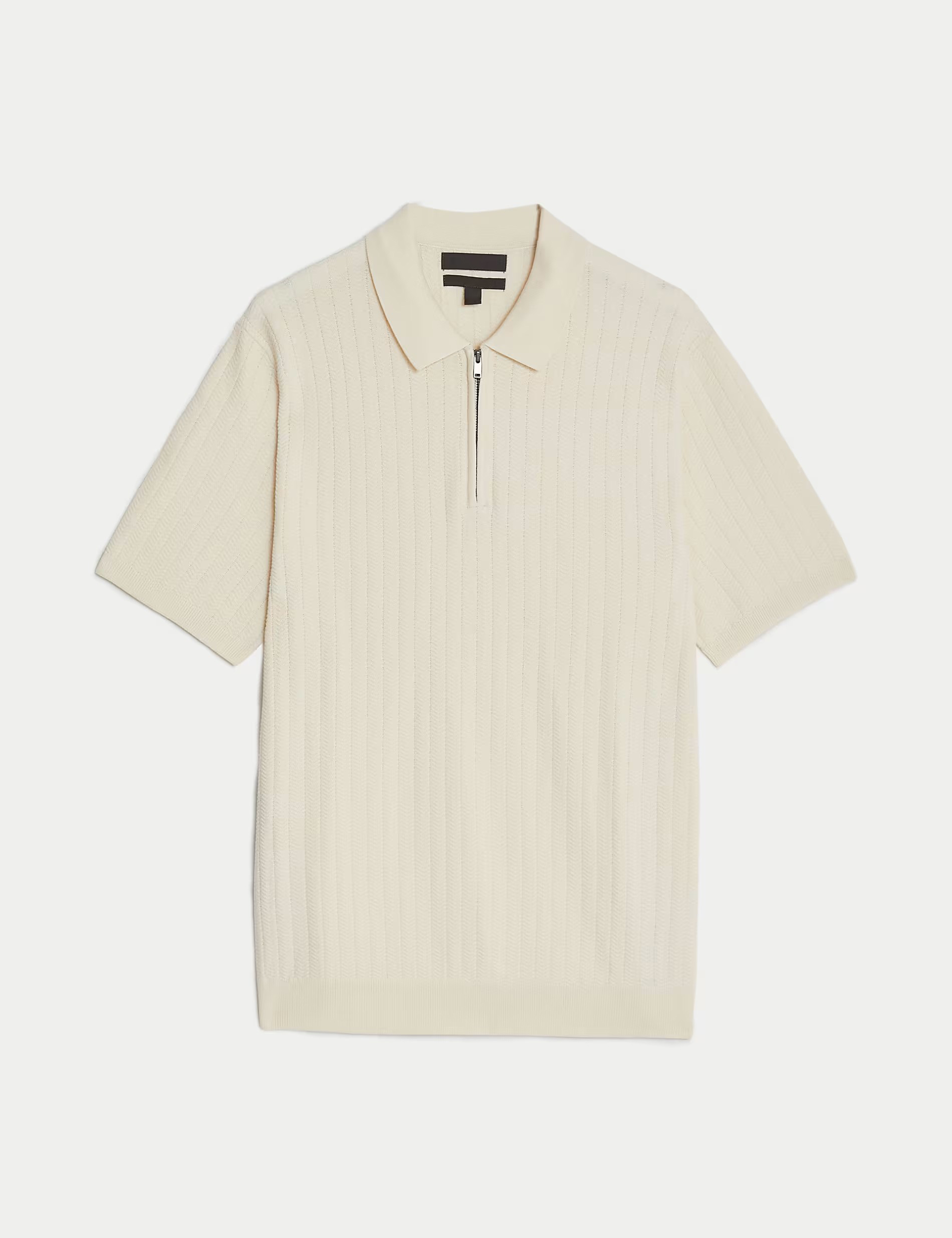 Men's Pink Textured Knit Quarter Zip Polo