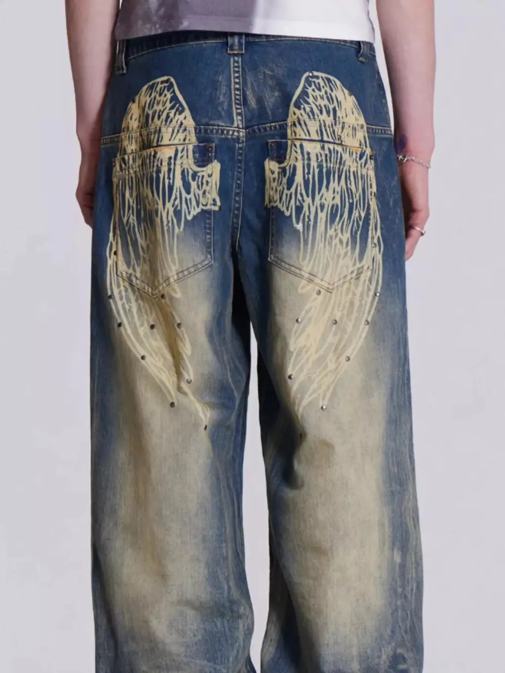 Structured Wide Leg Denim Jeans