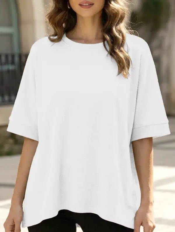 Oversized Knit Crew Neck Tee