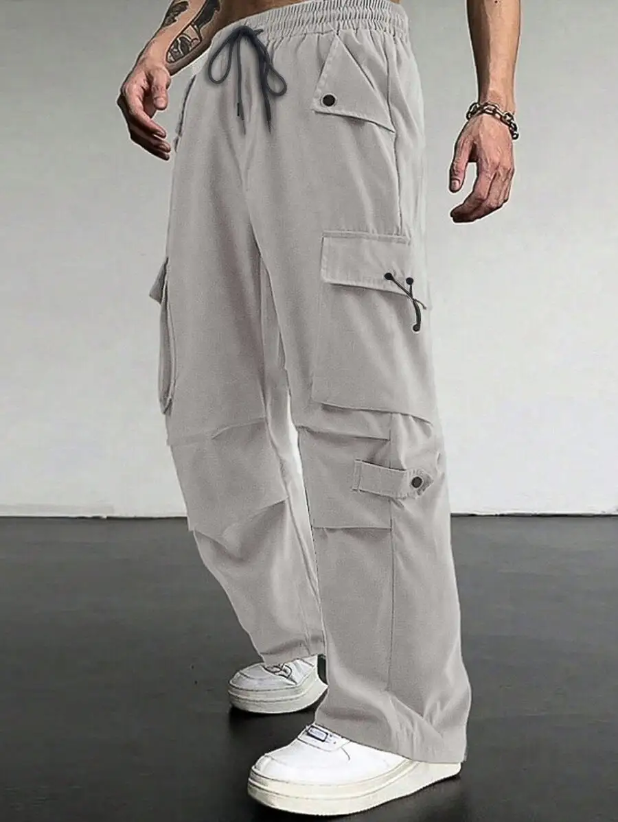 Men's Baggy Cargo Pants Pockets Waistband