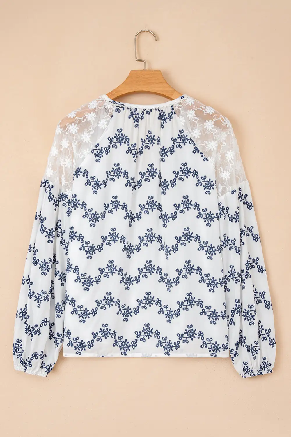 Floral Embroidered Lace Trim Blouse