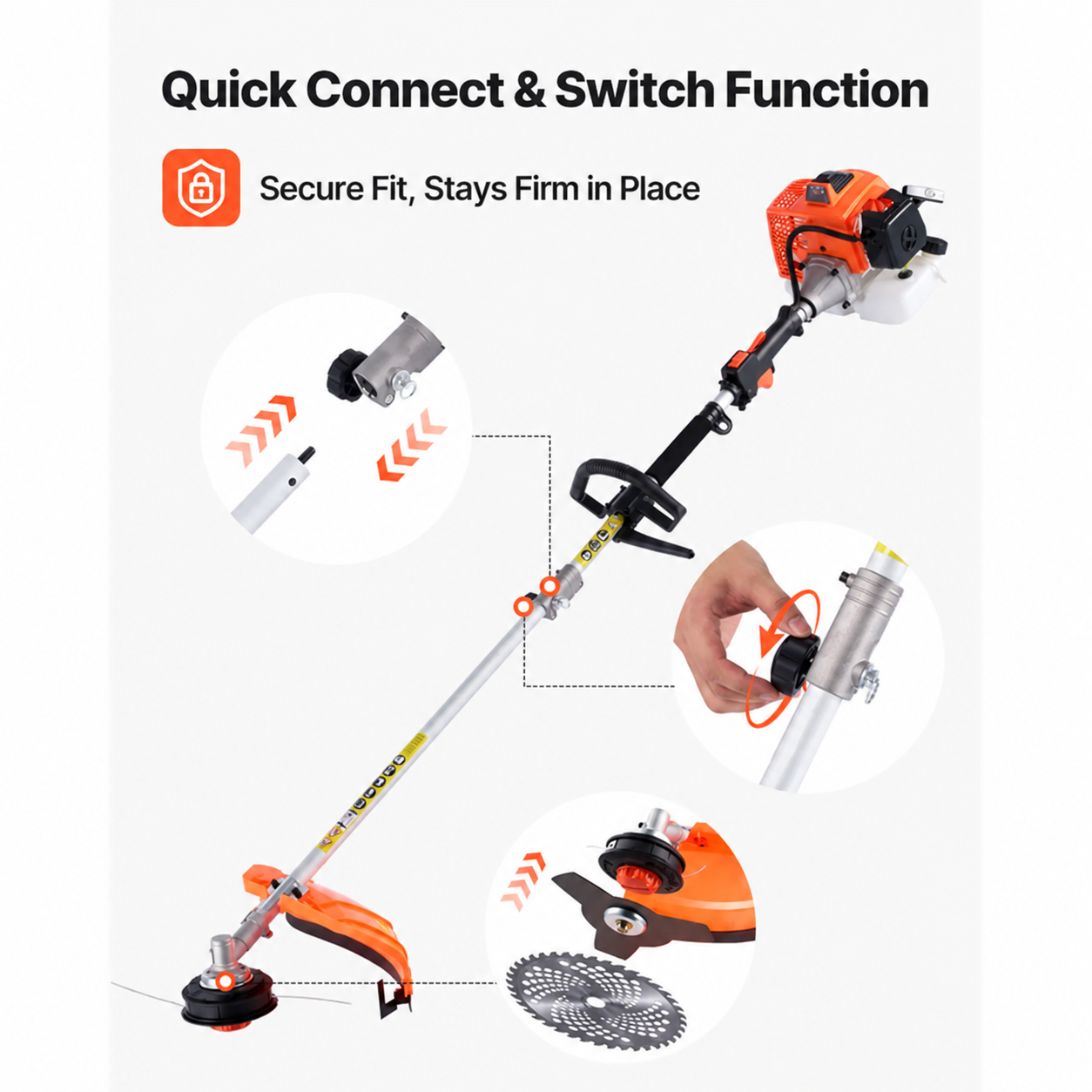 5-in-1 Gas Hedge Trimmer, Weed Eater, String Trimmer, Brush Cutter & Pole Saw