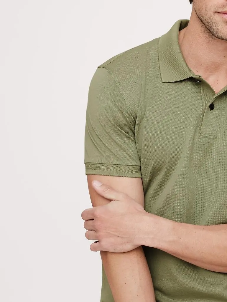 Men's Cotton Stylish Simple Green Sprig Polo Shirt