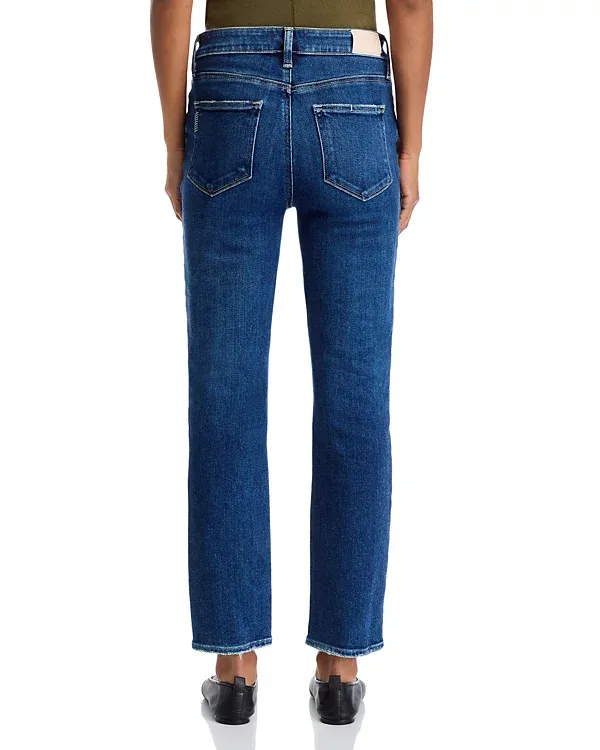 Blue Straight Leg Raw Edge Jeans