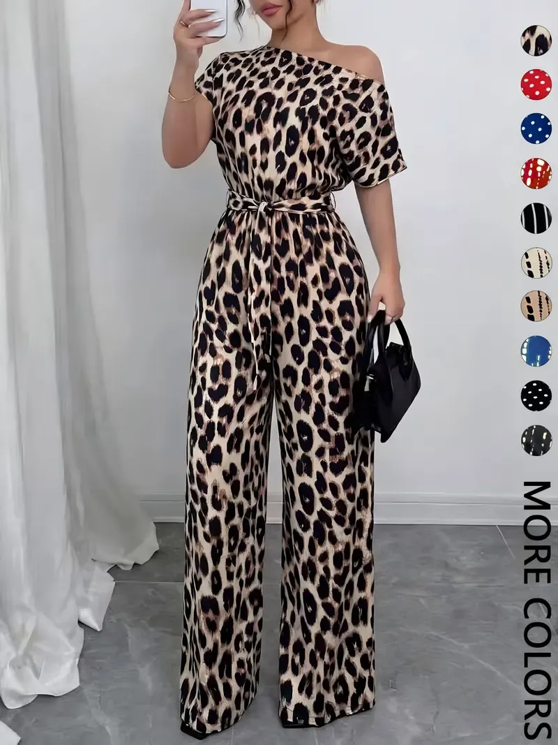 Women's printed tie-waist jumpsuit