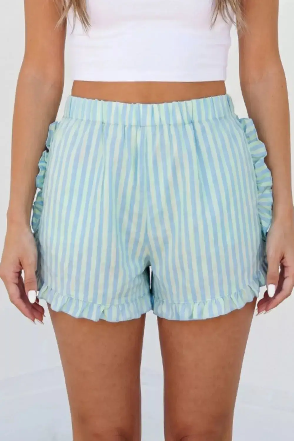 Striped Elastic Waist 6 Casual Shorts