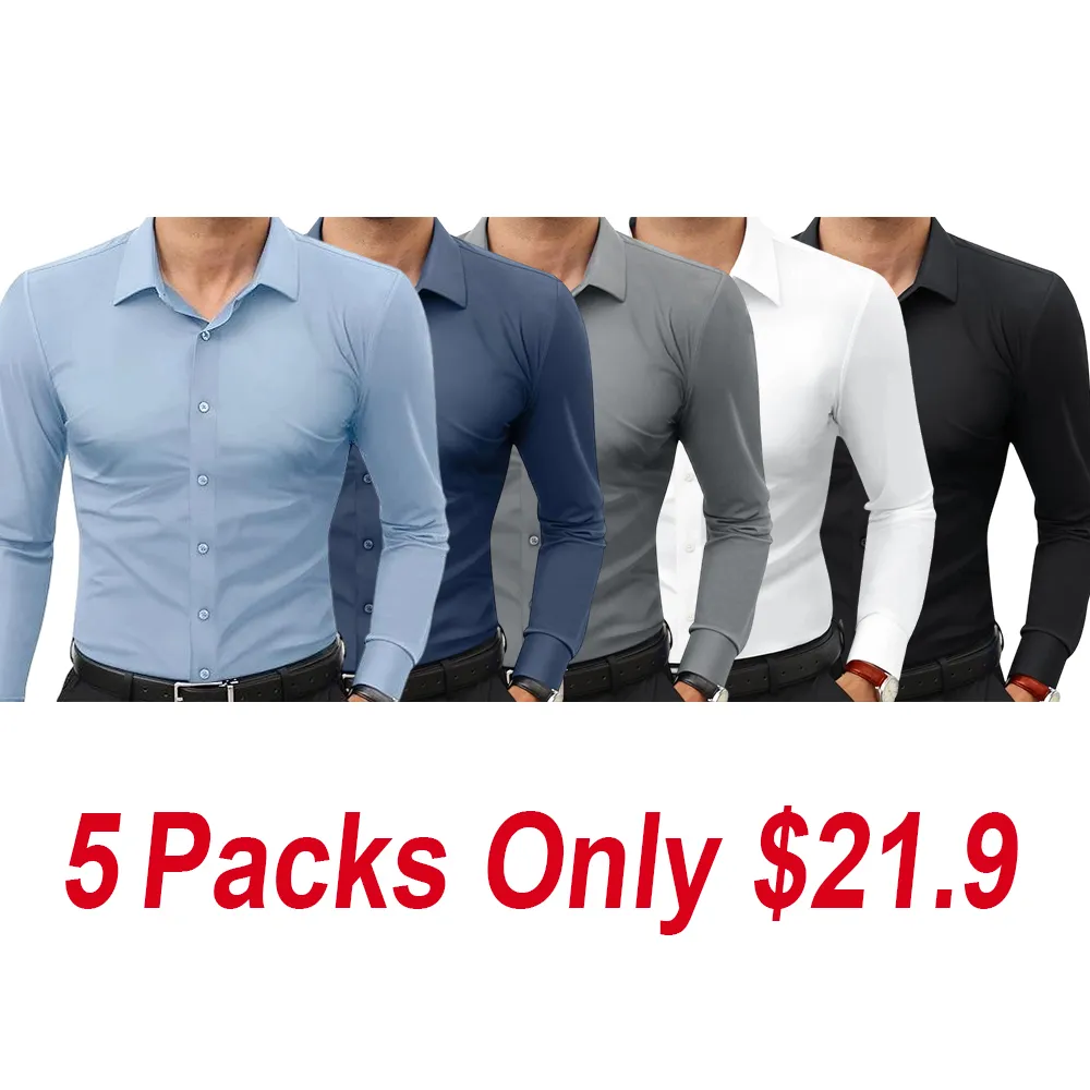 Men's quick-drying, breathable, wrinkle-resistant, slim-fit, super stretch shirt