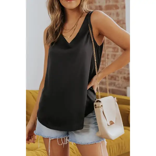 Casual V Neck Wide Strap Tank