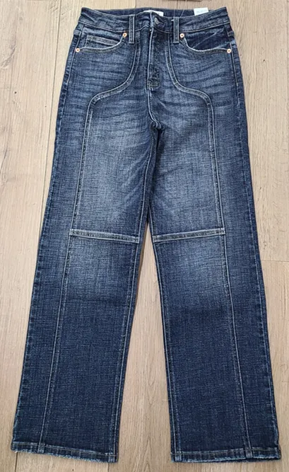 Everyday High Rise Straight Leg Cuffed Denim Jeans