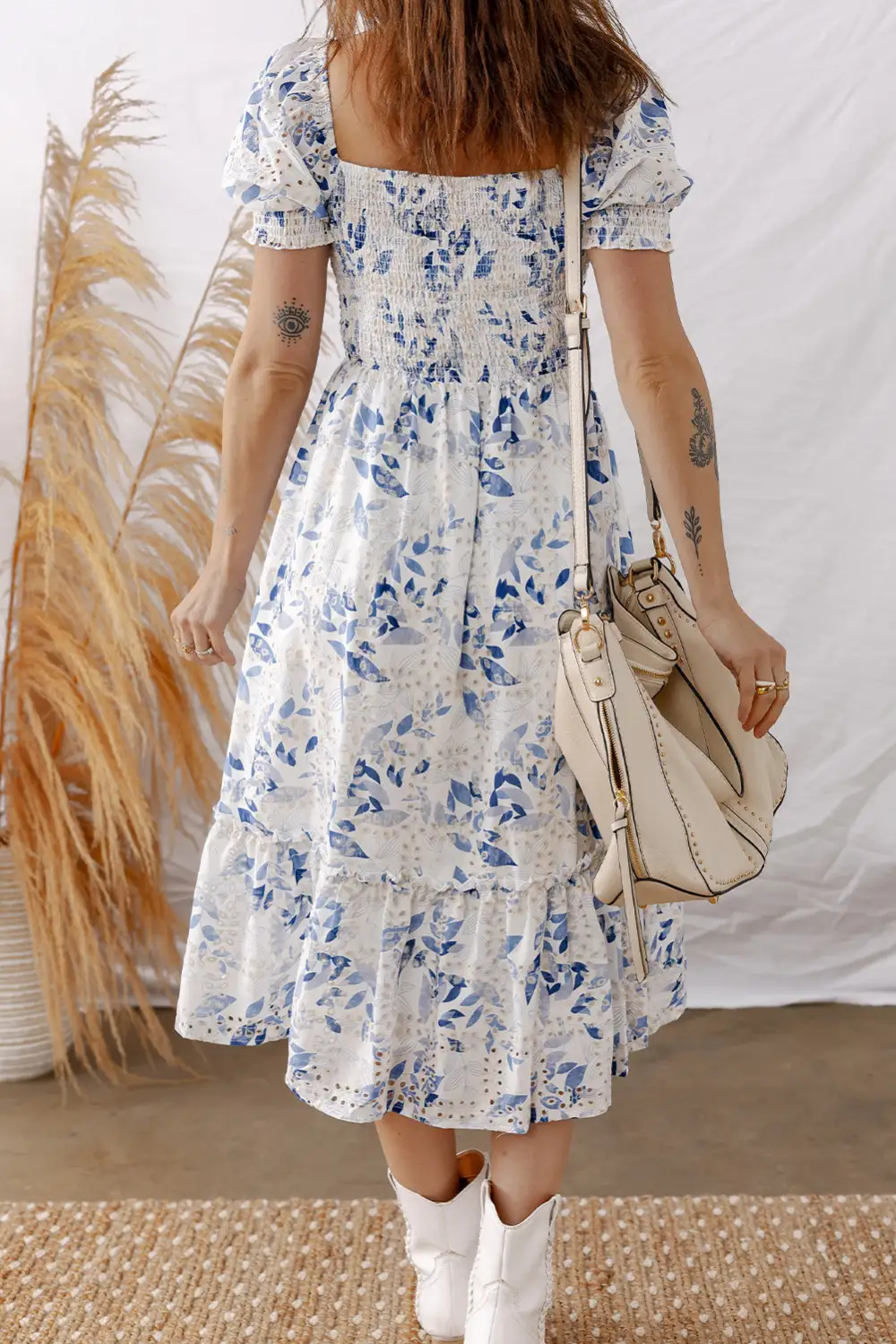 Floral Tiered Smocked Midi Dress