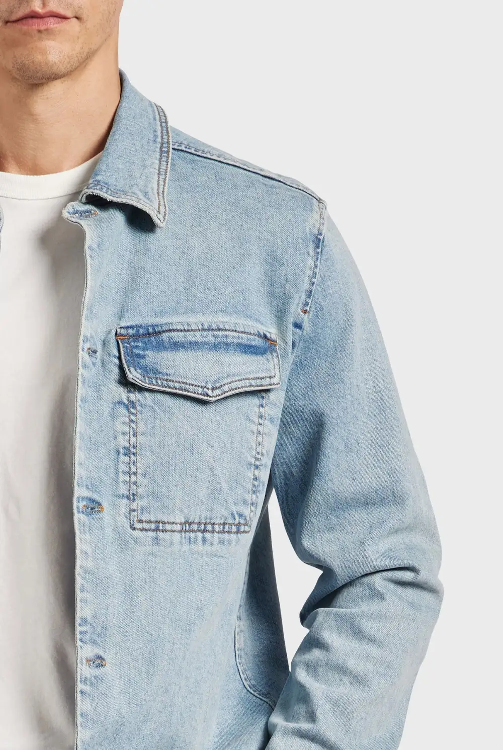 Light Blue Denim Button Down Overshirt