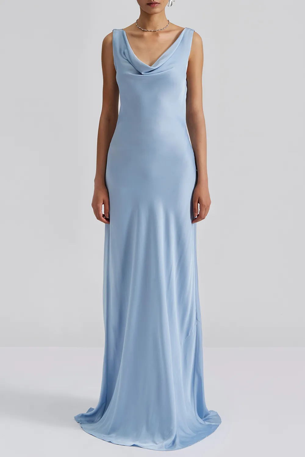 Cowl Neck Satin Maxi Dress