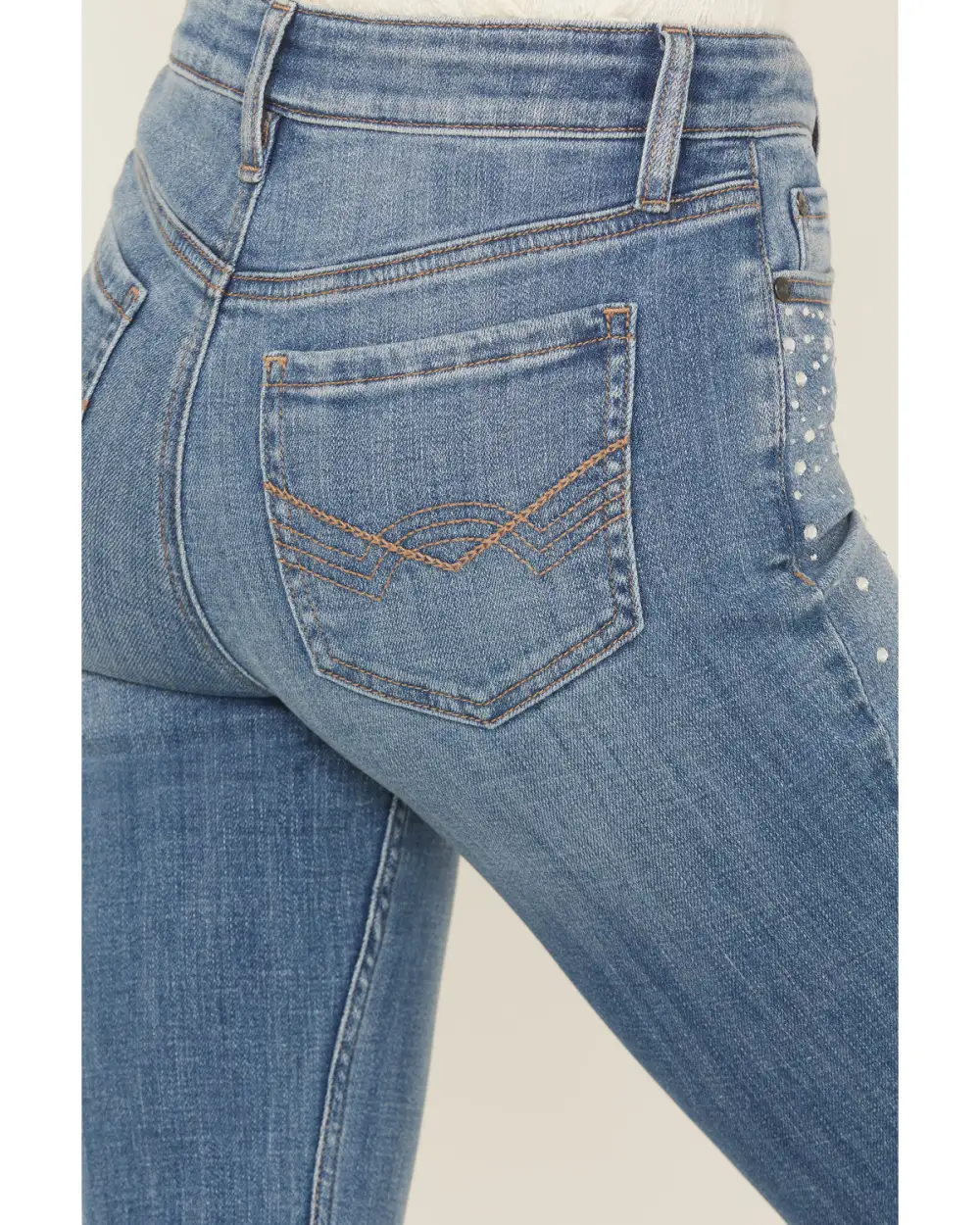 High Rise Bootcut Stretch Denim Rhinestone Jeans