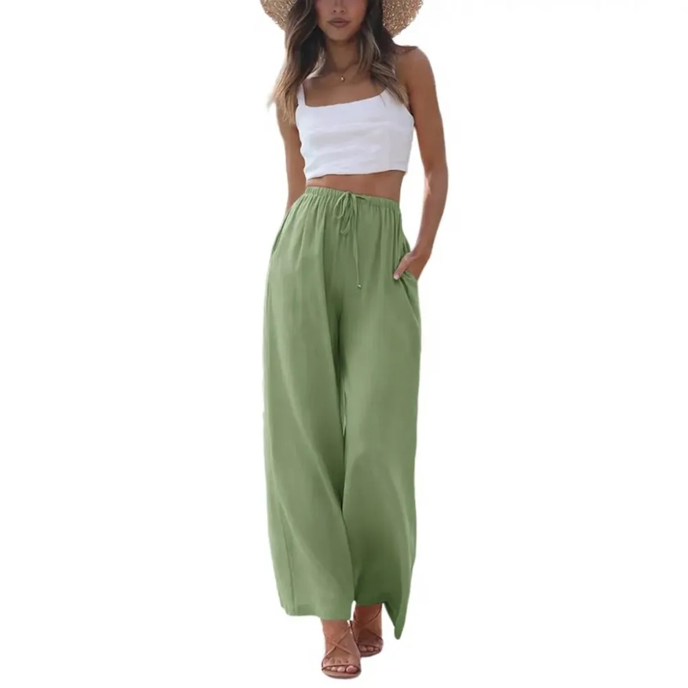 Women's Summer Cotton Linen Wide Leg Pants