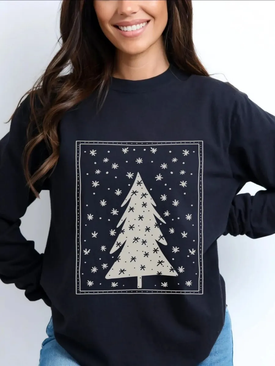 Snowy Tree Print T-Shirt