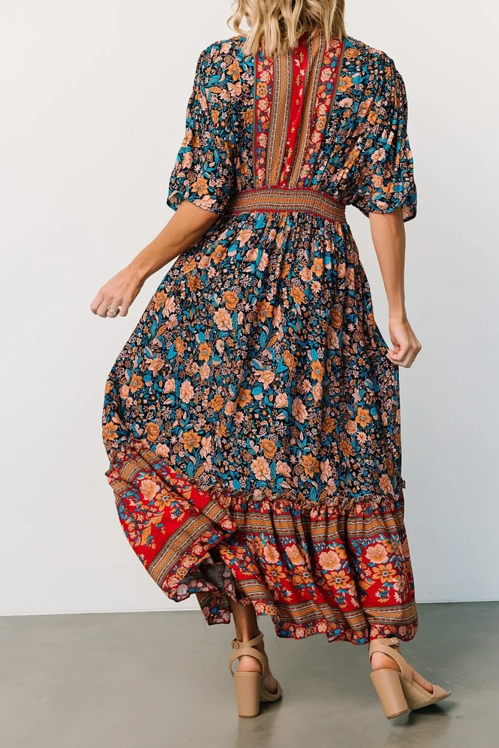 Unique Temperament Art V-Neck Floral Dress