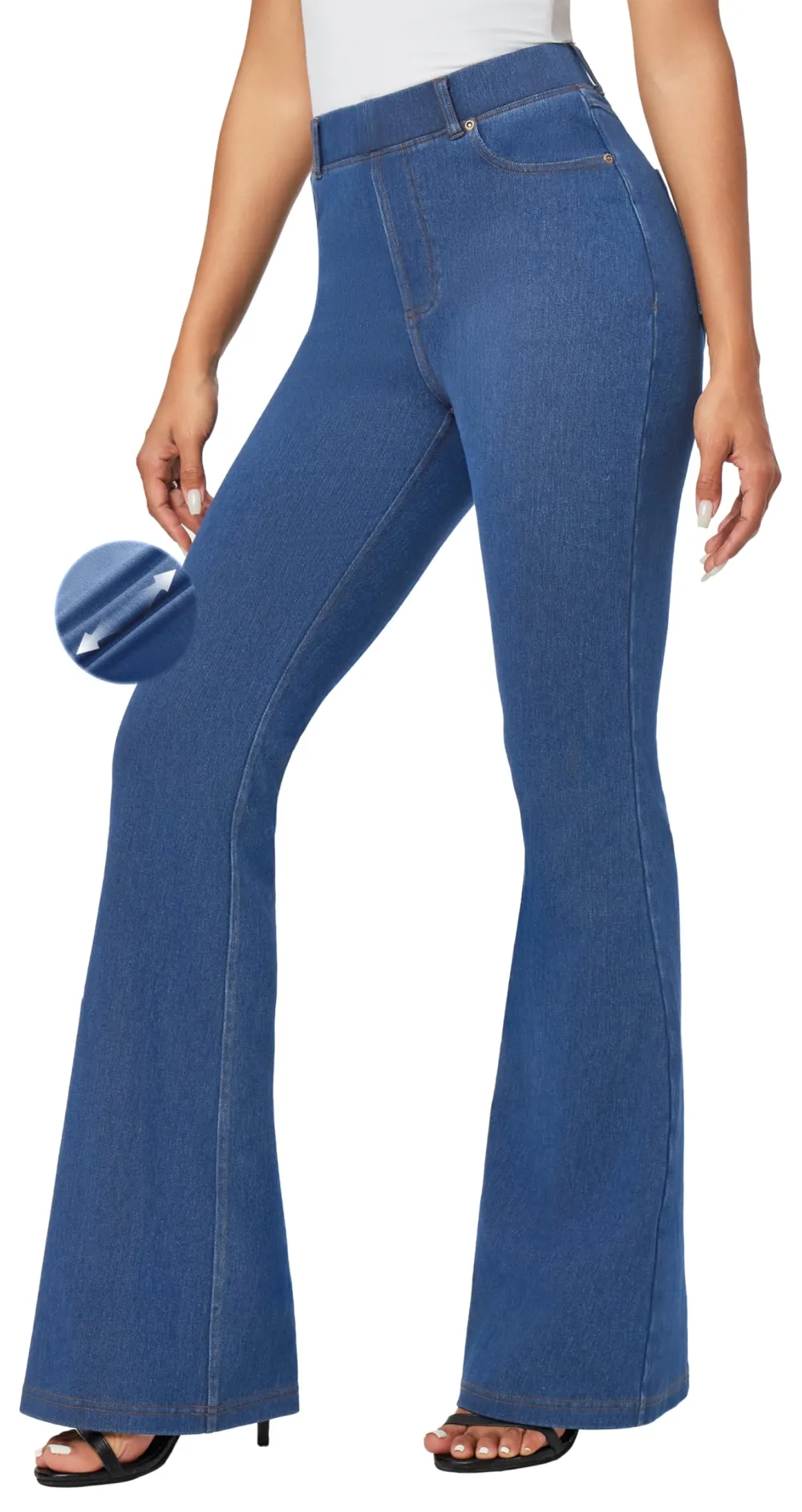 Women Stretchy Flare Jeans In Light Blue