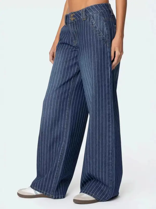 Wide Leg Round Neck Denim Jeans