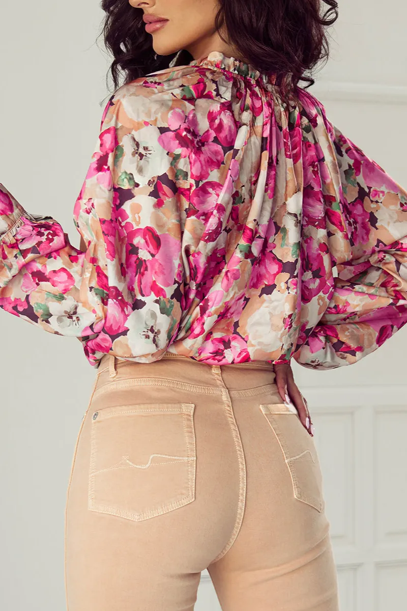 Floral Ruffled Relaxed Fit Shirt Blouse