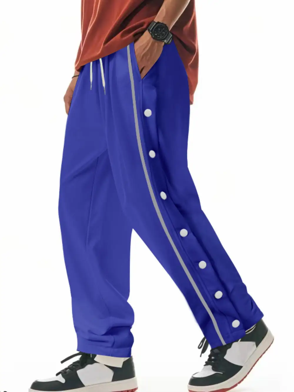 Men's Full Size Loose Fit Side Snap Button