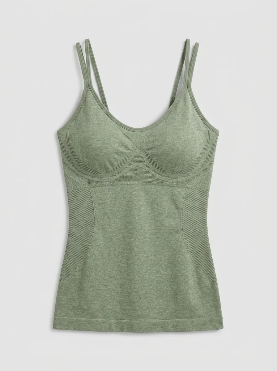 Women's Yoga Fitness Olive Green Seamless Printed Tank Top