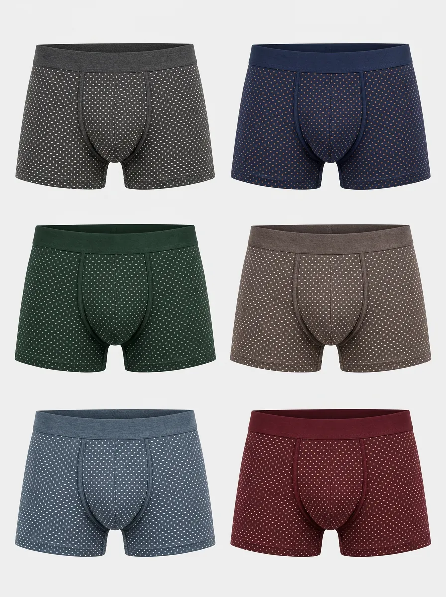 Men's Multicolor Polka Dot Pattern Boxer Briefs 6-Pack
