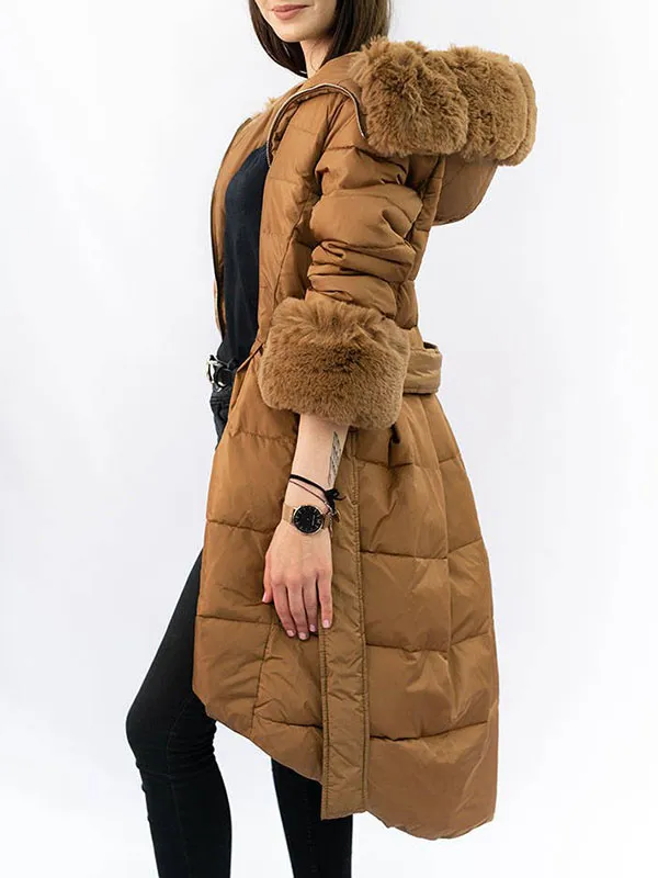 Ladies fleece winter jacket brown