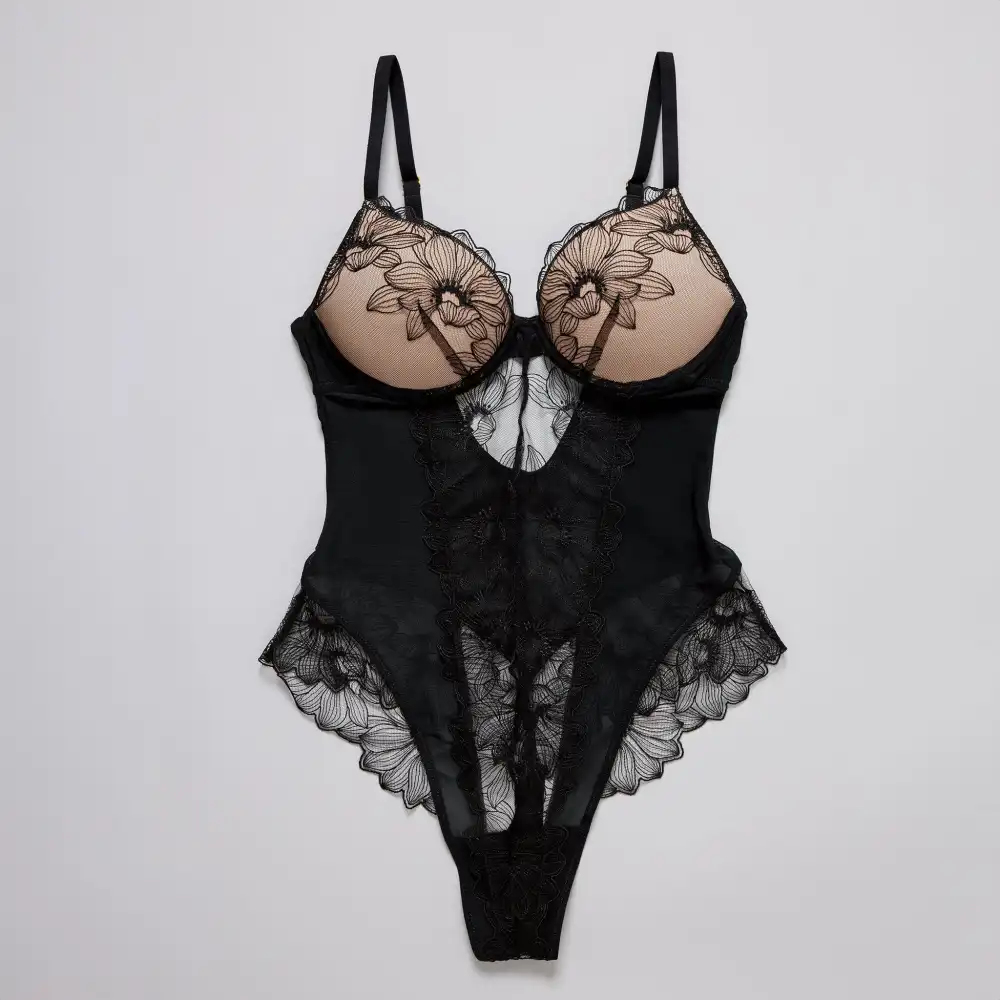 Embroidery Lift Up Teddy Black